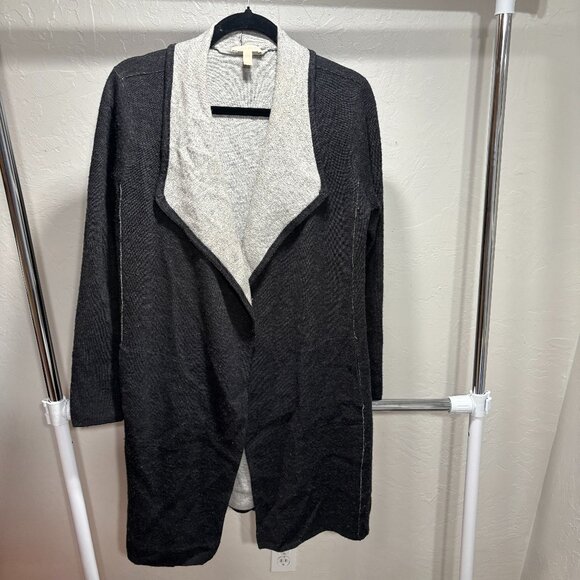 Eileen Fisher Reversible Open Front Cardigan Gray Wool Blend – Women’s XS - Picture 2 of 11